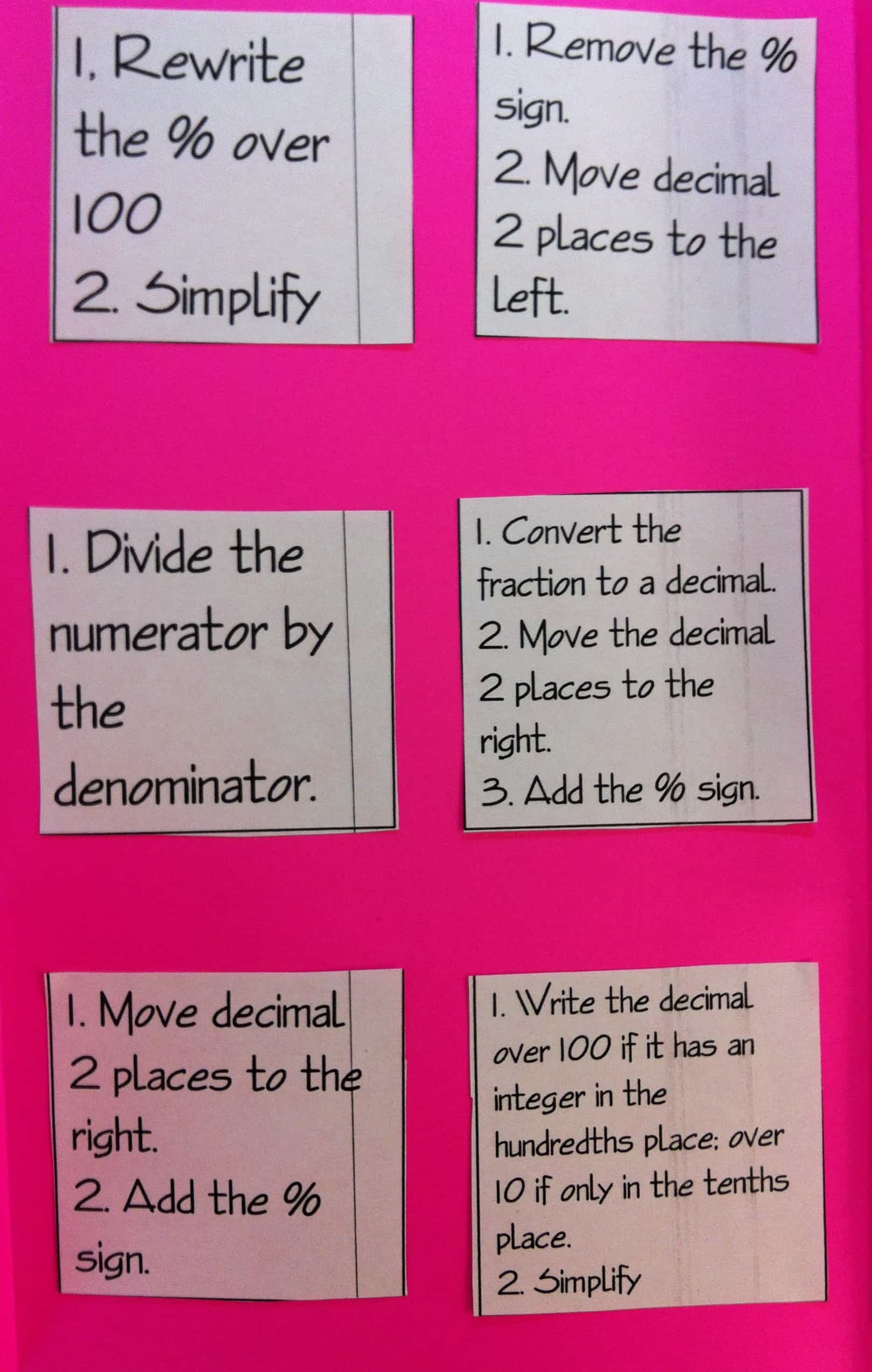 #made4math- Converting Fractions, Decimals and Percents Foldable